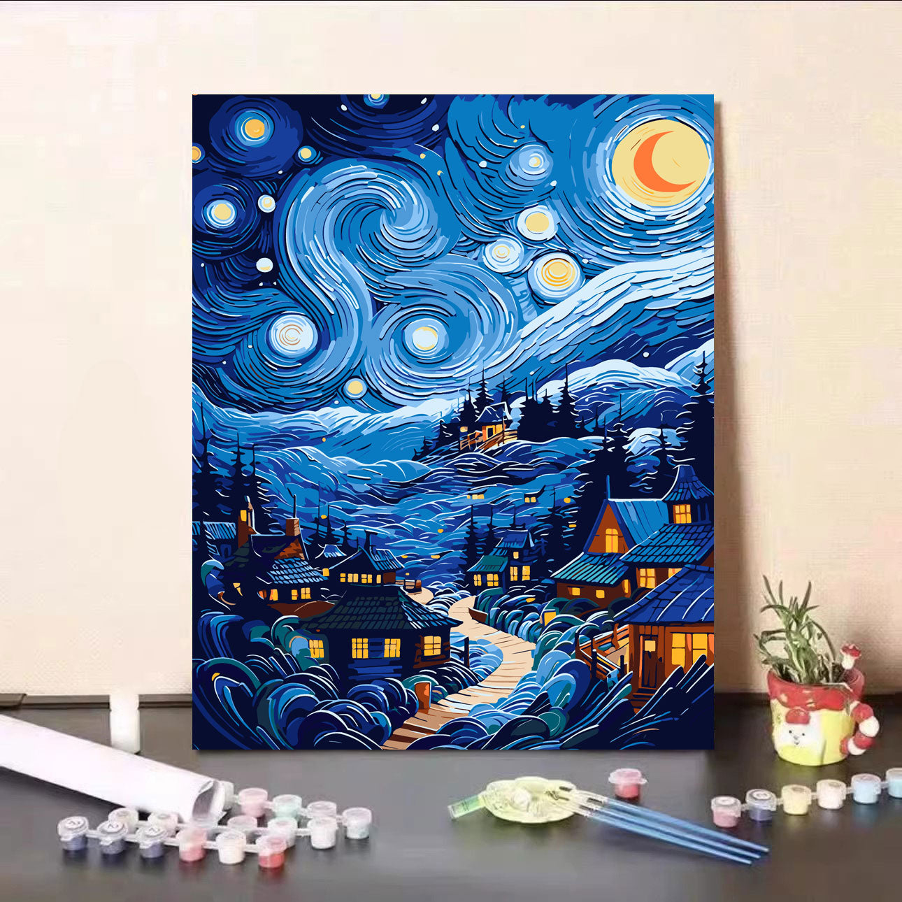 Canvas Paint By Number Kit Digital Oil Painting DIY Lukisan 40 x 50 Seri R