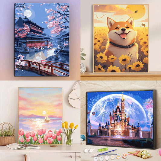 DIY Paint By Numbers Kit Digital Oil Painting Lukisan Kanvas 40 x 50 Seri S