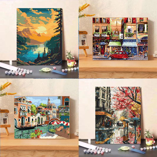 Canvas Paint By Number Kit Digital Oil Painting DIY Lukisan 40 x 50 Seri R