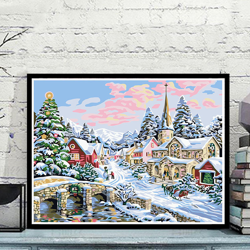 Canvas Paint By Number Kit Digital Oil Painting DIY Lukisan 40 x 50 Seri E