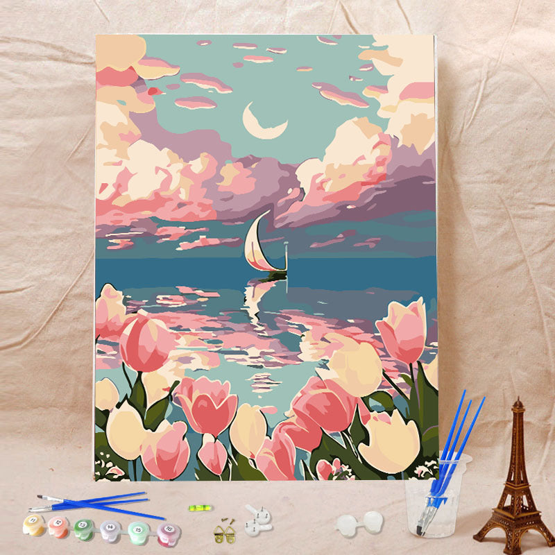 Canvas Paint By Number Kit Digital Oil Painting DIY Lukisan 40 x 50 Seri B
