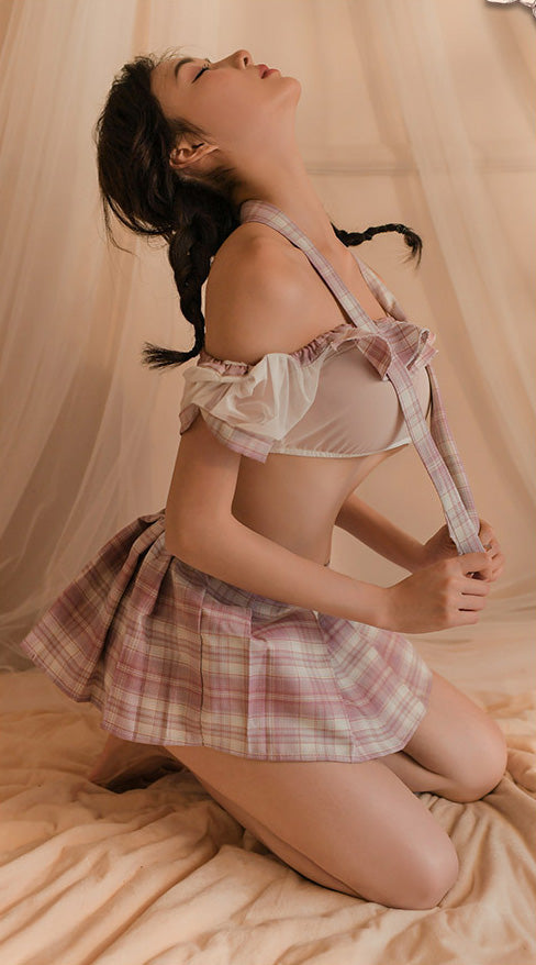Lingerie Costume Student Two Pieces Plaid Skirt CU9979