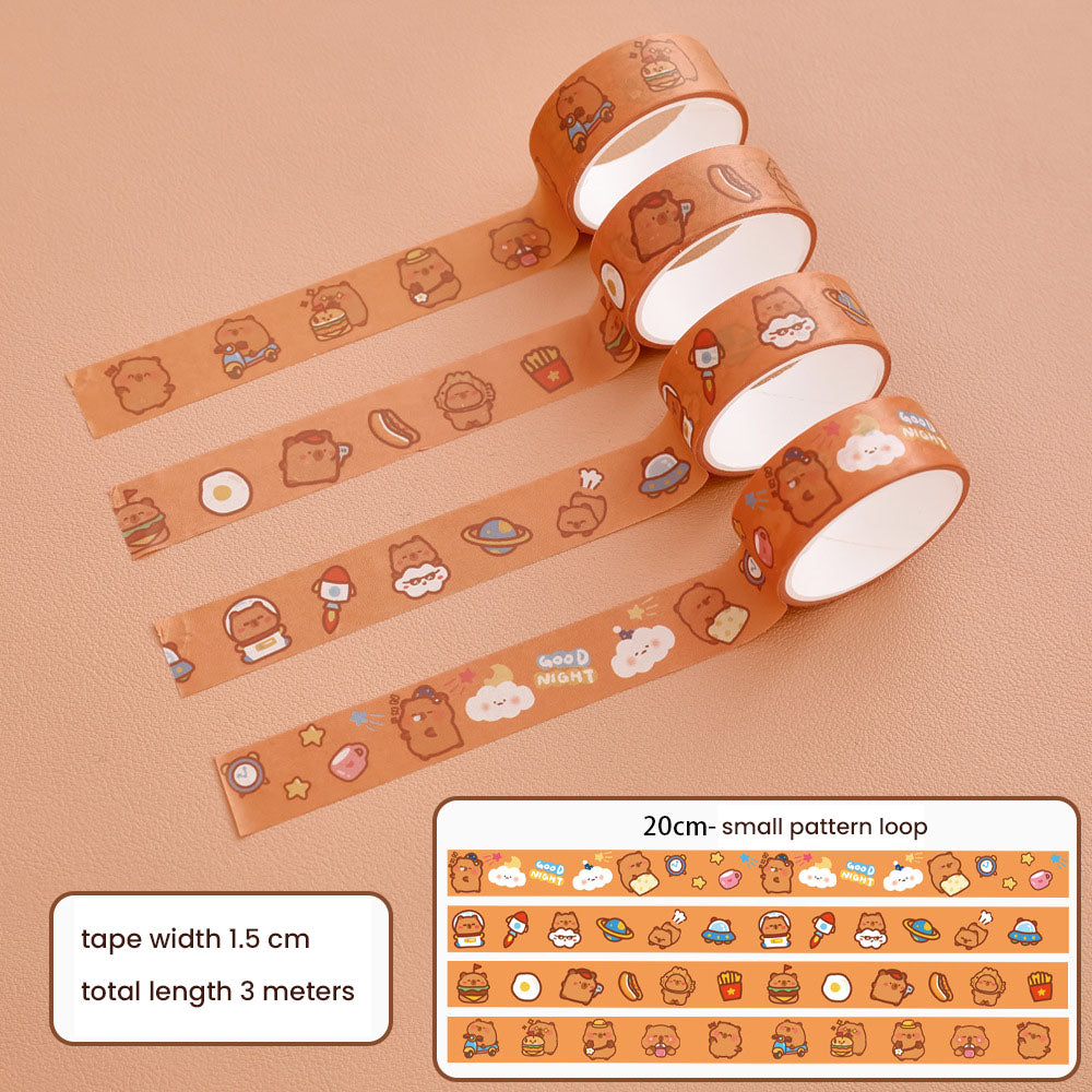 Washi Tape Roll Selotip Karakter Capybara Lucu Isolasi DIY Scrapbook