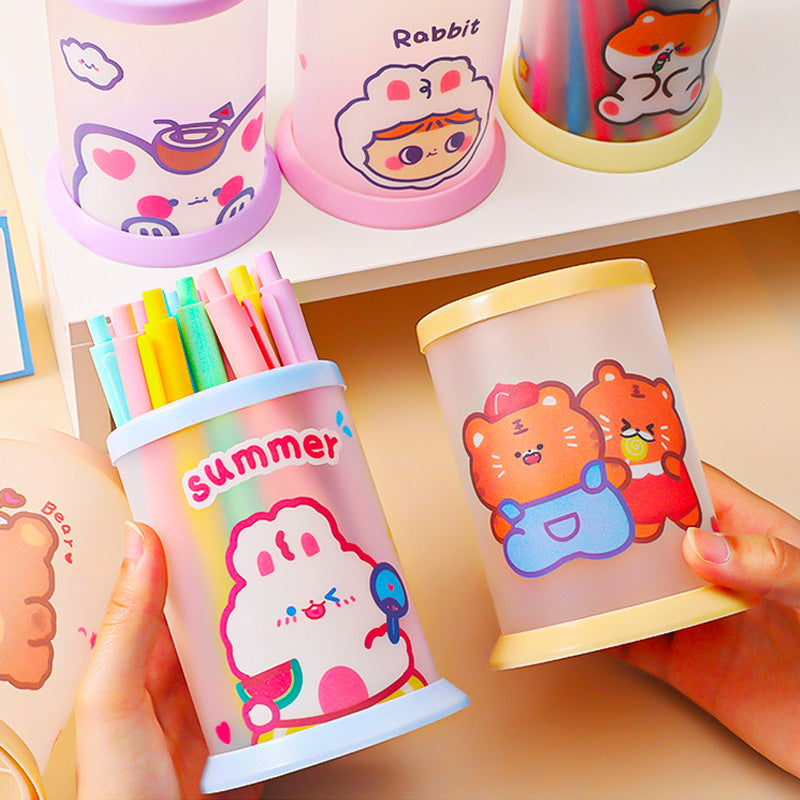 Tempat Pensil Tabung Motif Karakter Lucu Kotak Make Up Desk Organizer DCA0790