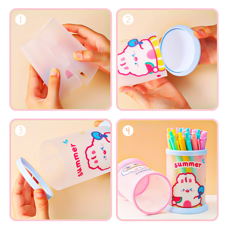 Tempat Pensil Tabung Motif Karakter Lucu Kotak Make Up Desk Organizer DCA0790