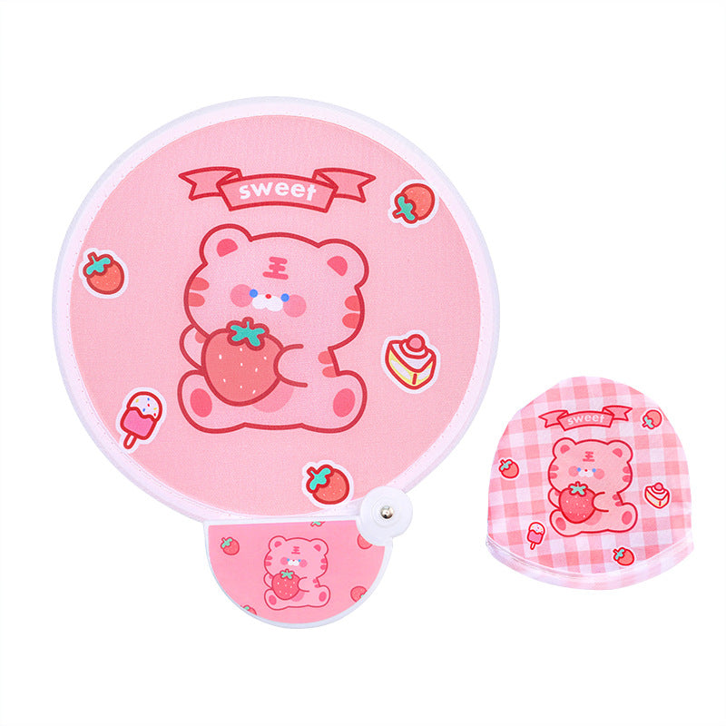 Kipas Tangan Lipat Bulat Tas Mini Folding Fan Portable Karakter Lucu