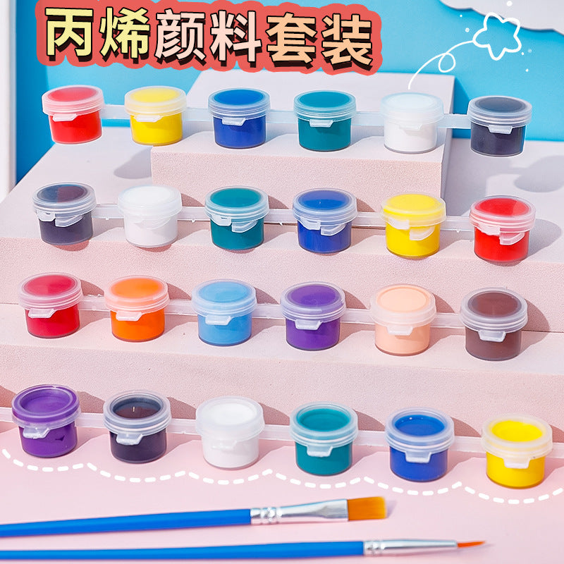 Cat Akrilik Set Acrylic Paint Kit 8 Warna dan 1 Kuas Seni Lukis Hobby DCA1763