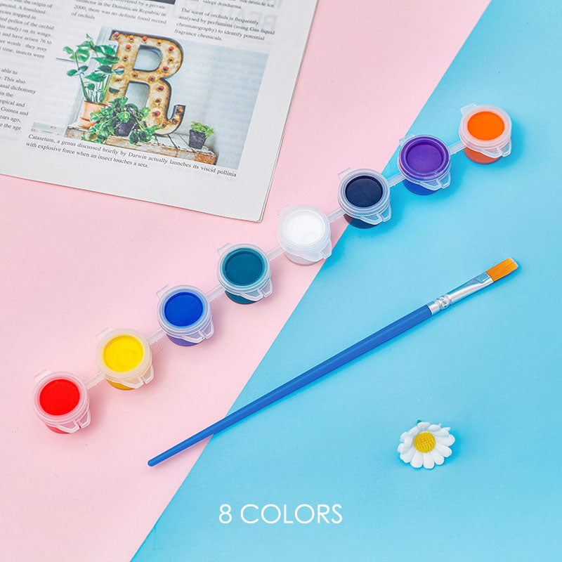Cat Akrilik Set Acrylic Paint Kit 8 Warna dan 1 Kuas Seni Lukis Hobby DCA1763