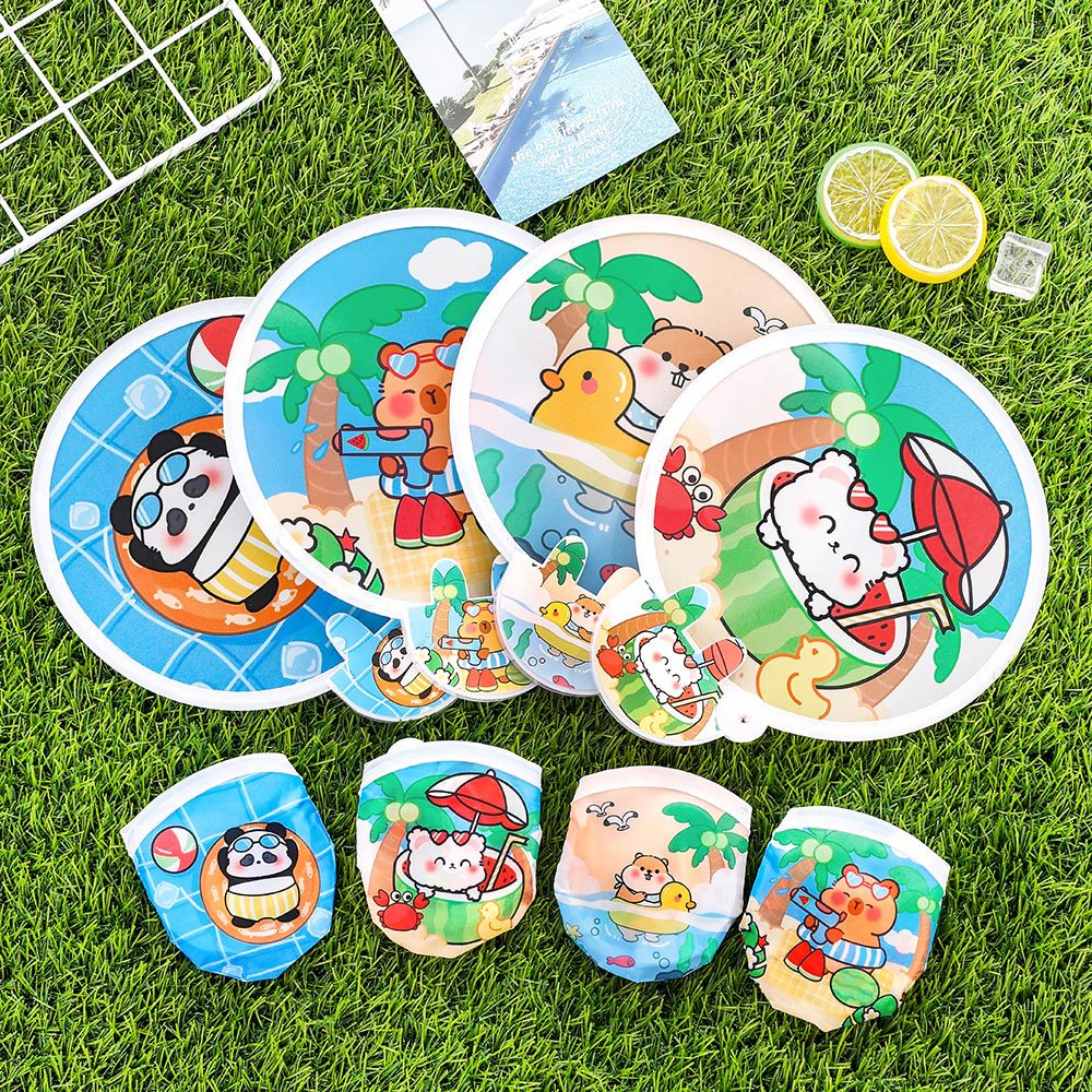 Kipas Tangan Lipat Bulat Tas Mini Folding Fan Portable Karakter Lucu