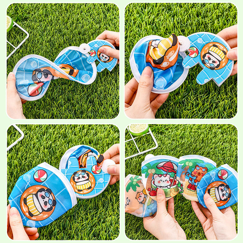 Kipas Tangan Lipat Bulat Tas Mini Folding Fan Portable Karakter Lucu