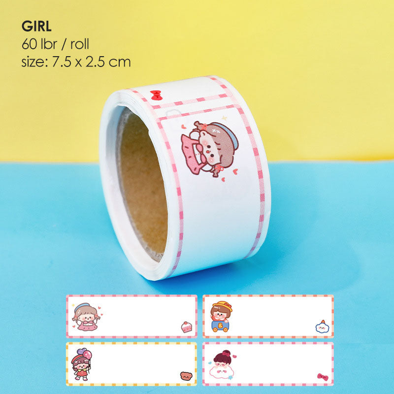 Stiker Label Nama Kosong Isolasi Sticker Name Tape Kartun Lucu Anti Air