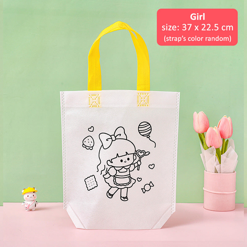 DIY Painting Bag Mewarnai Tas Spunbond Coloring Tote Bag Kerajinan Tangan Anak DCA2039