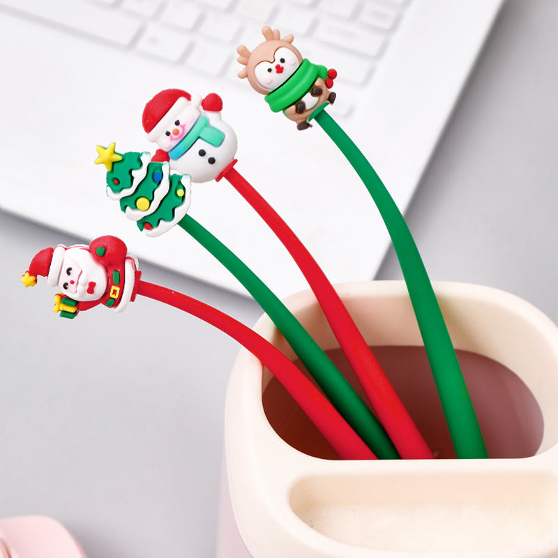 Pulpen Doodle Head Shake Gel Pen Goyang Lentur Elastis Bolpen Natal Christmas DCA2203