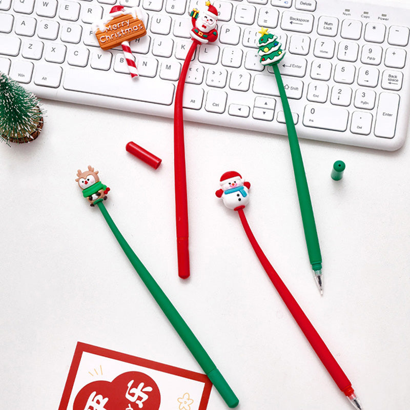 Pulpen Doodle Head Shake Gel Pen Goyang Lentur Elastis Bolpen Natal Christmas DCA2203