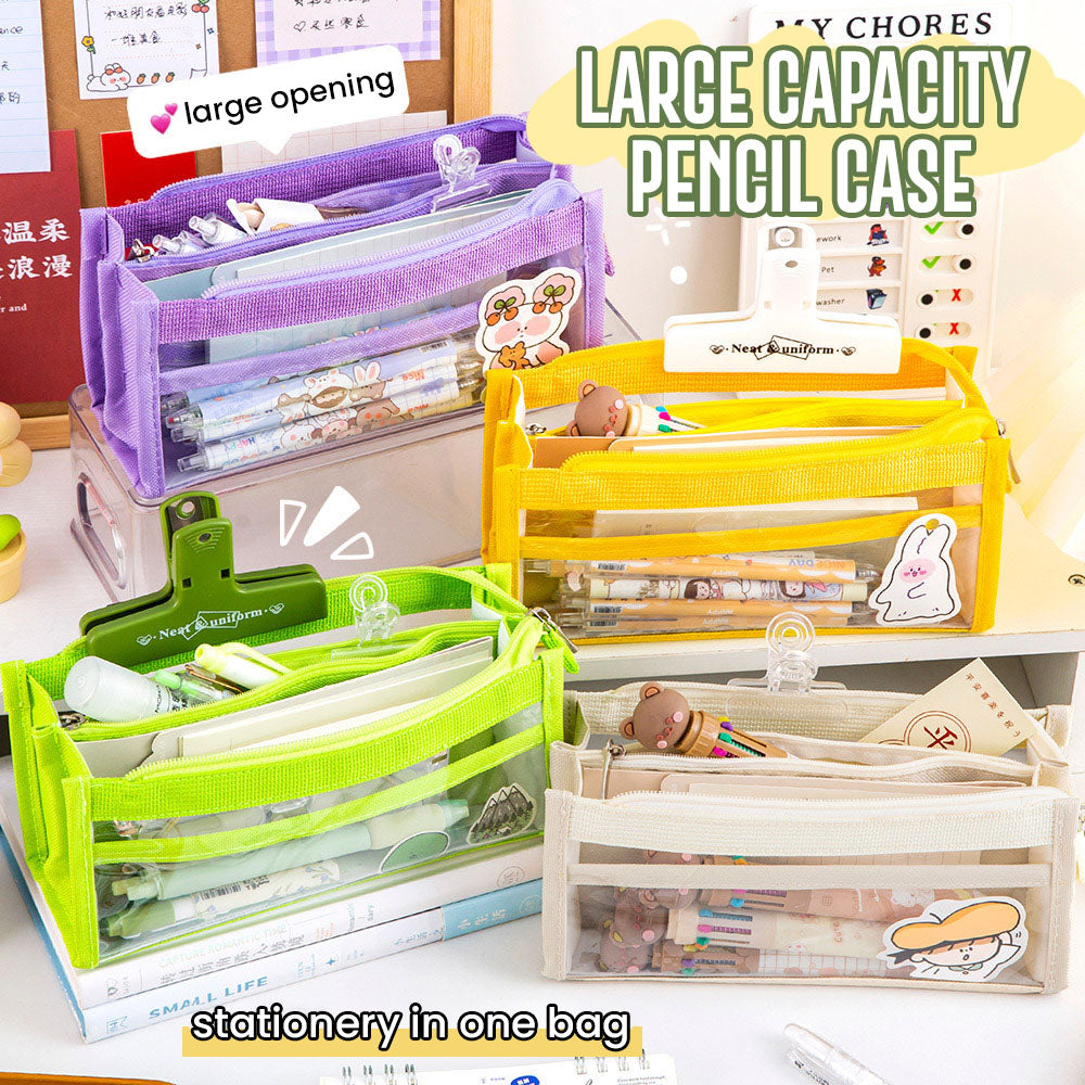 Kotak Tempat Pensil Transparan Aesthetic Pencil Case Kapasitas Besar DCA2323