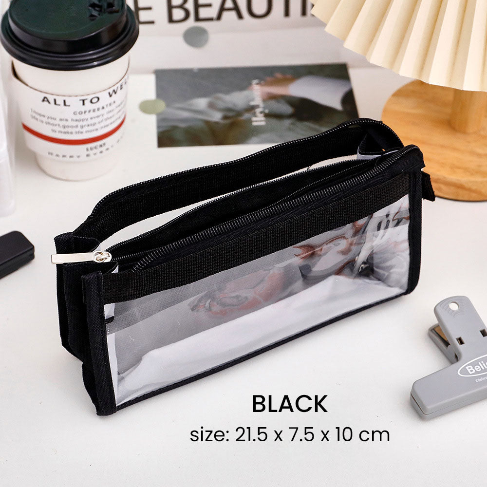 Kotak Tempat Pensil Transparan Aesthetic Pencil Case Kapasitas Besar DCA2323