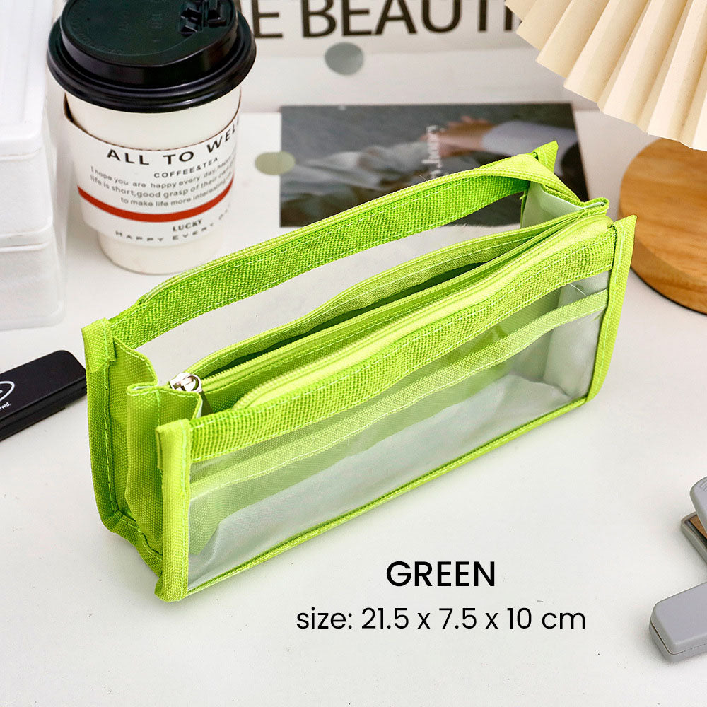 Kotak Tempat Pensil Transparan Aesthetic Pencil Case Kapasitas Besar DCA2323