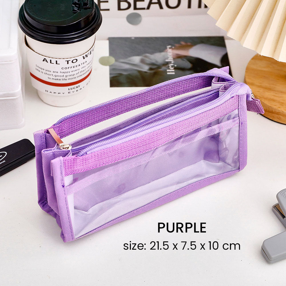 Kotak Tempat Pensil Transparan Aesthetic Pencil Case Kapasitas Besar DCA2323