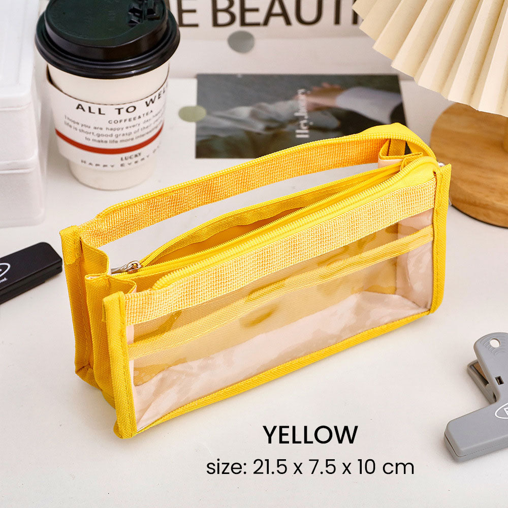 Kotak Tempat Pensil Transparan Aesthetic Pencil Case Kapasitas Besar DCA2323
