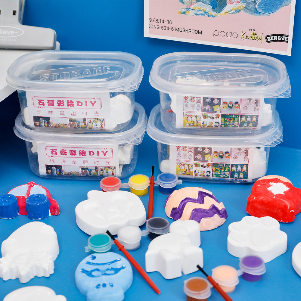DIY Gypsum Painting Transparent Box Set Mainan Edukasi Anak Alat Lukis Patung Kreativitas Karakter Lucu DCA2330