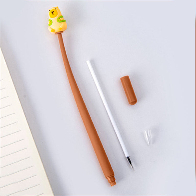 Pulpen Doodle Head Shake Gel Pen Goyang Lentur Elastis Bolpen Panda Capybara Lucu DCA2193
