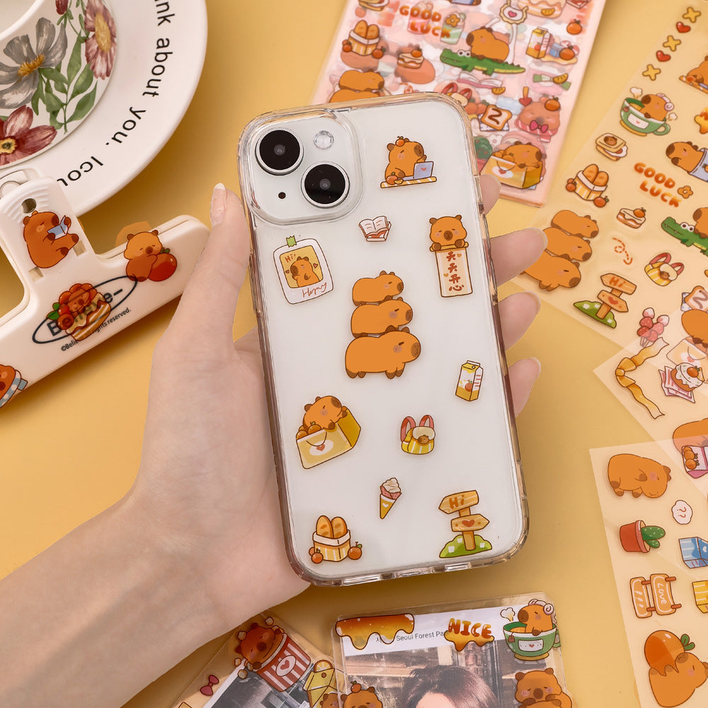 Stiker Capybara Sticker Karakter Kartun Set 6 Lembar DCA2407