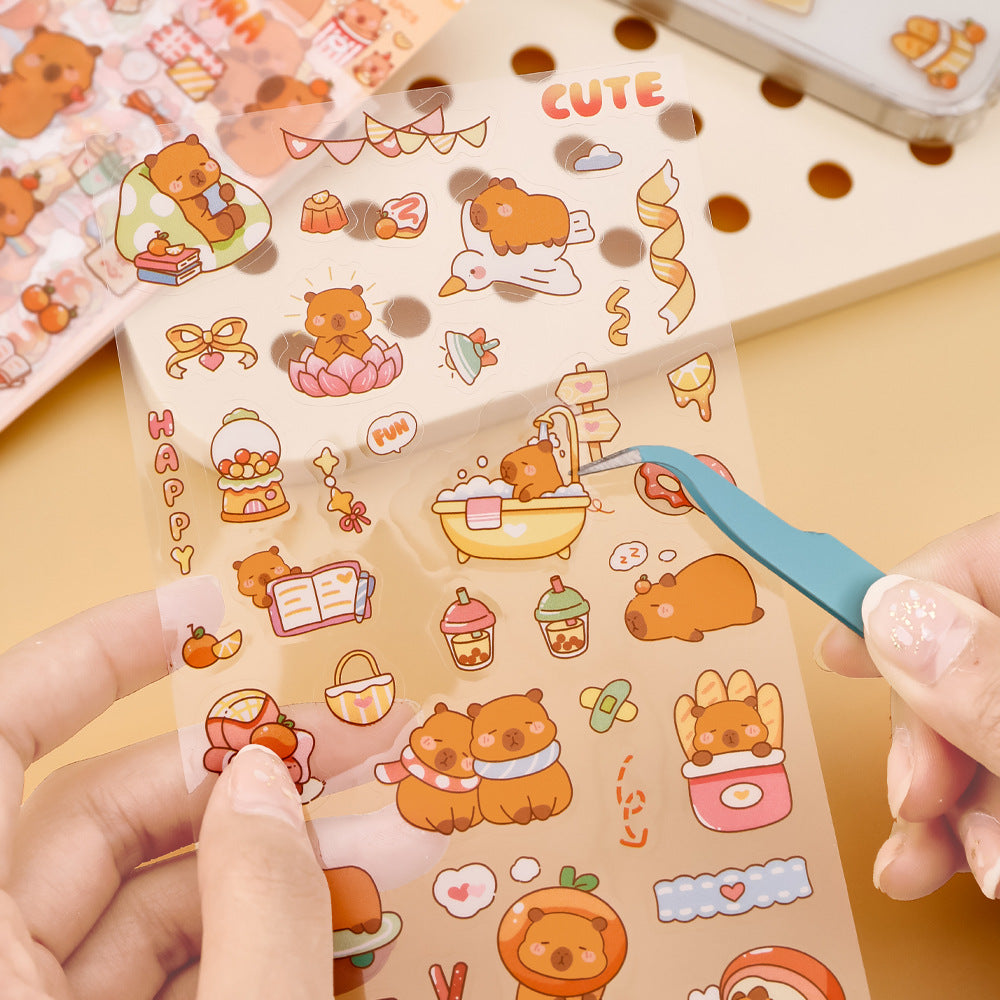 Stiker Capybara Sticker Karakter Kartun Set 6 Lembar DCA2407