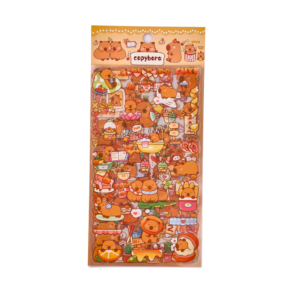 Stiker Capybara Sticker Karakter Kartun Set 6 Lembar DCA2407