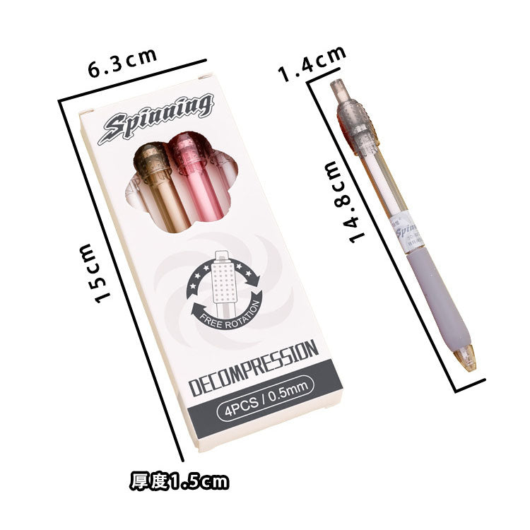 4 Pcs Spinning Pulpen Bolpoin Gel Pen Mekanik Cetek Fidget Pen DCA2421