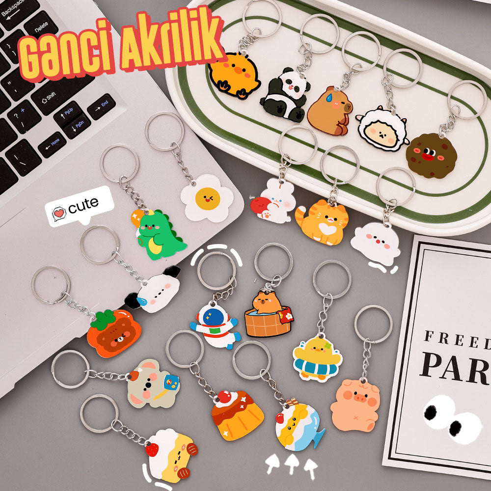 Gantungan Kunci Karakter Kartun Lucu Akrilik UV Print Keychain Acrylic Ganci DCA2452