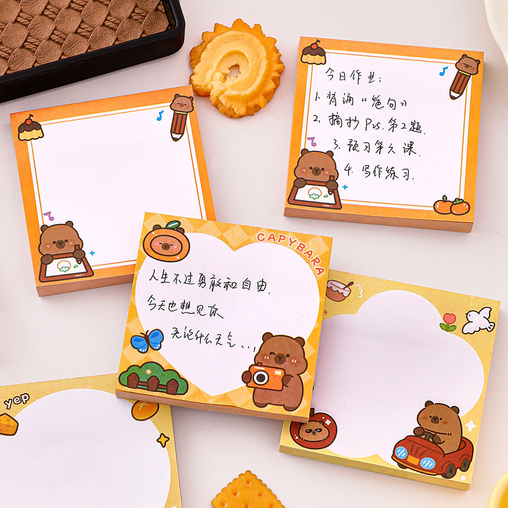 Sticky Notes 50 Lembar Persegi Capybara Lucu Catatan Tempel Aesthetic DCA2469