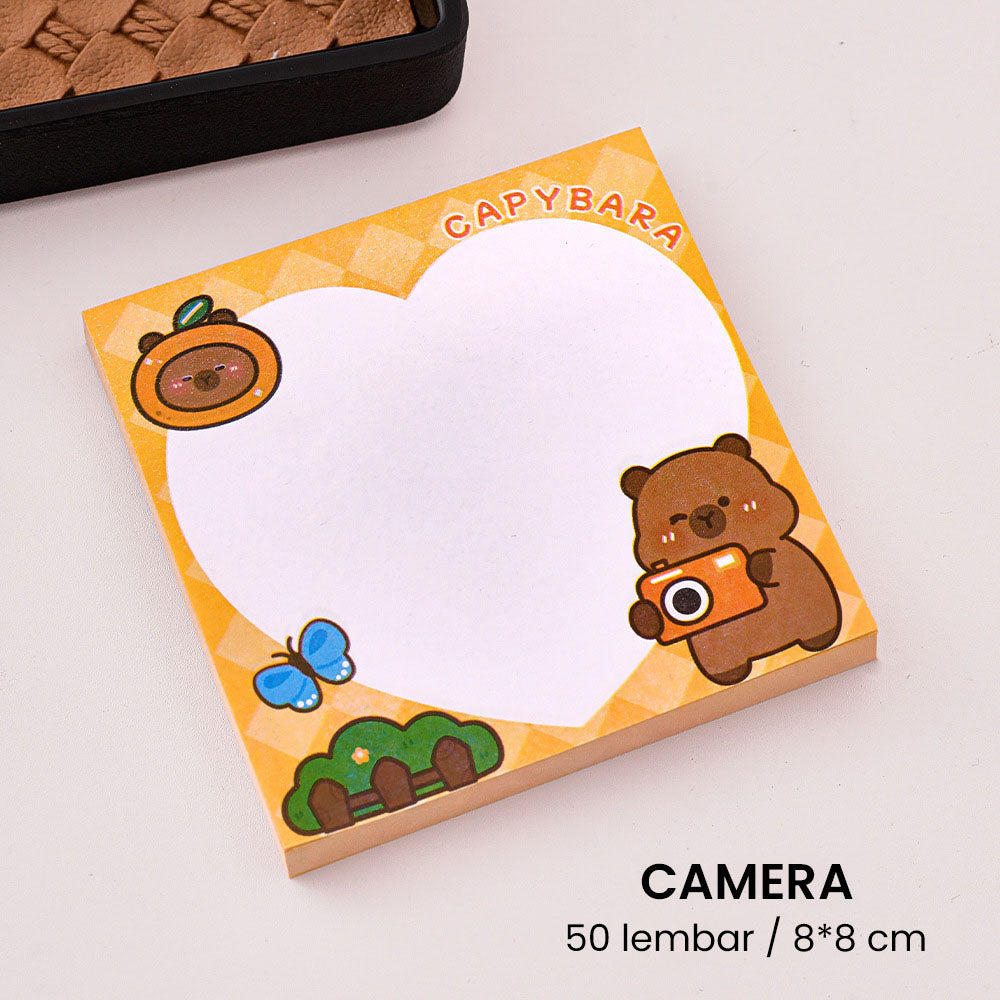Sticky Notes 50 Lembar Persegi Capybara Lucu Catatan Tempel Aesthetic DCA2469
