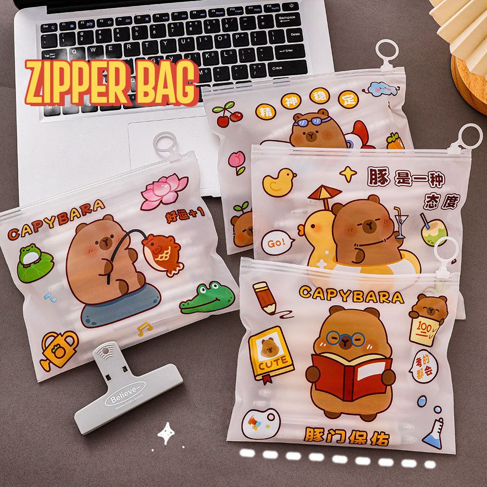 Zipper Bag Aesthetic Capybara Lucu Pouch Pensil Kosmetik Serbaguna DCA2477