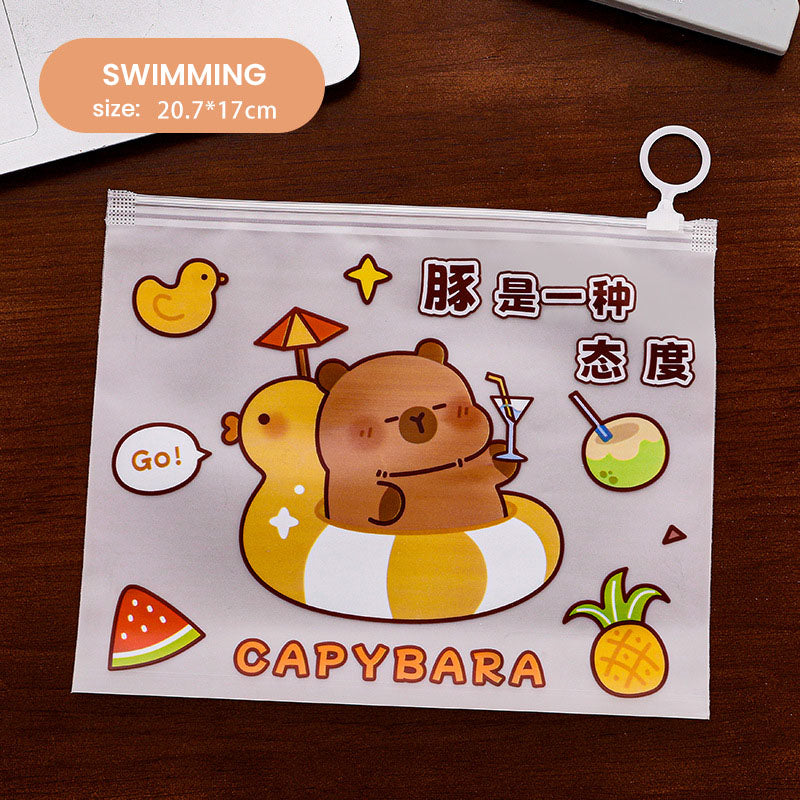 Zipper Bag Aesthetic Capybara Lucu Pouch Pensil Kosmetik Serbaguna DCA2477