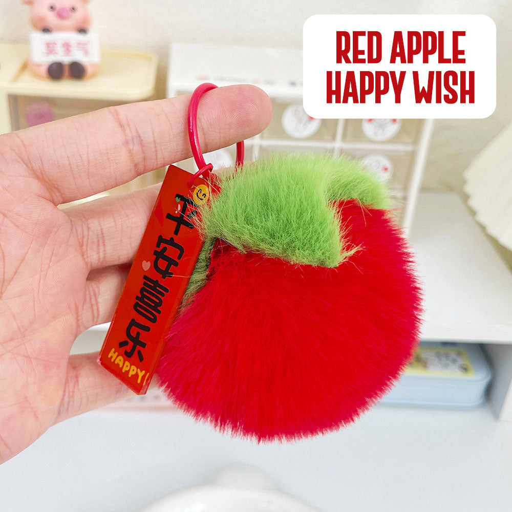 Gantungan Kunci Tas Boneka Buah Buahan Fruit Fluffy Imut Ganci Keychain