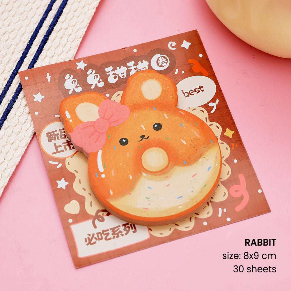 Sticky Notes 30 Lembar Hewan Roti Snack Capybara Lucu Catatan Tempel Aesthetic