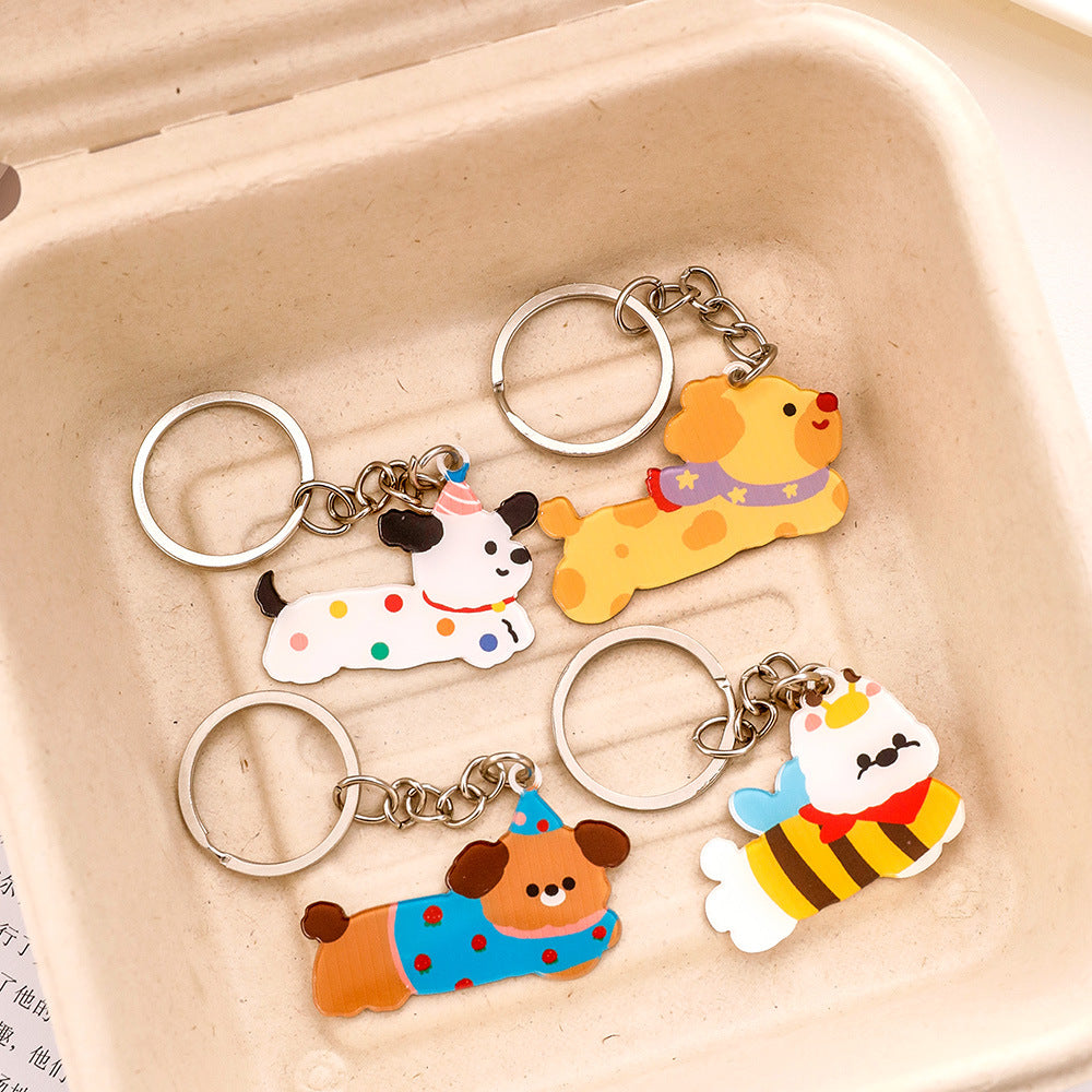 Gantungan Kunci Doggy Panjang Sosis Akrilik UV Print Keychain Acrylic Ganci DCA2862
