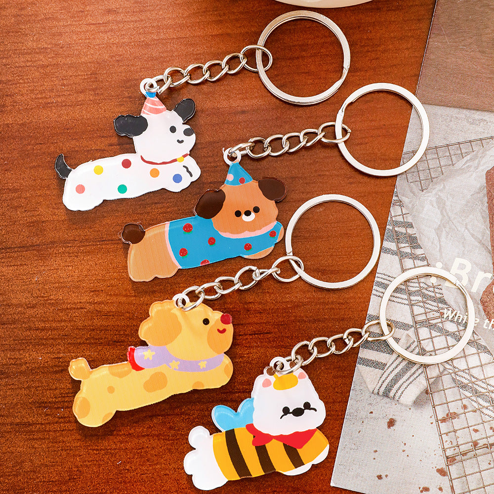 Gantungan Kunci Doggy Panjang Sosis Akrilik UV Print Keychain Acrylic Ganci DCA2862