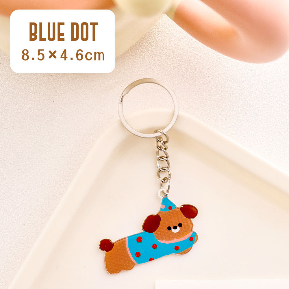 Gantungan Kunci Doggy Panjang Sosis Akrilik UV Print Keychain Acrylic Ganci DCA2862