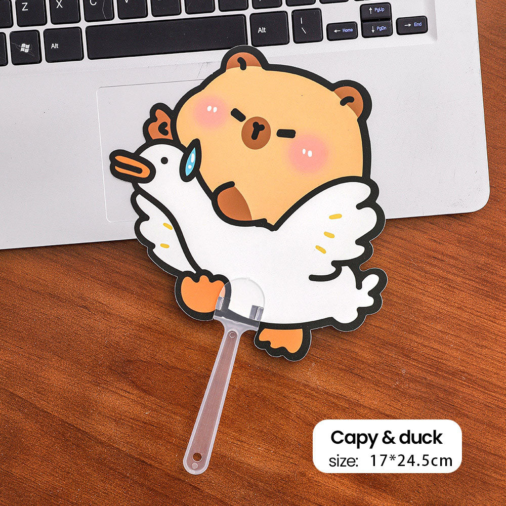 Kipas Tangan Karakter Kartun Lucu Hand Fan Cute Capybara Panda Animal Cartoon