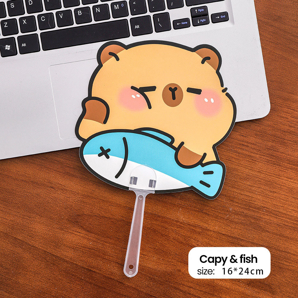 Kipas Tangan Karakter Kartun Lucu Hand Fan Cute Capybara Panda Animal Cartoon