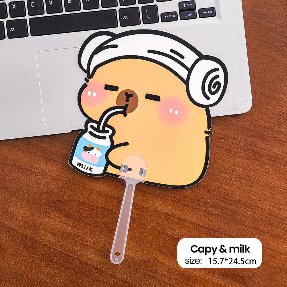 Kipas Tangan Karakter Kartun Lucu Hand Fan Cute Capybara Panda Animal Cartoon