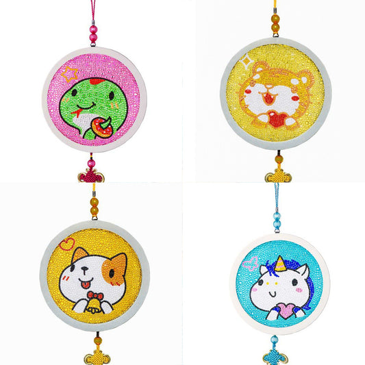 DIY 5D Diamond Painting Lukisan Berlian Karakter Dengan Frame Bundar Tassel Seri B