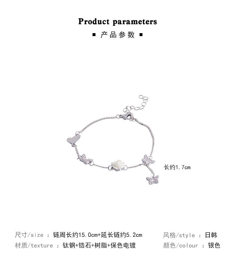 Bracelet Fresh Camellia Zircon Butterfly HXBS0376