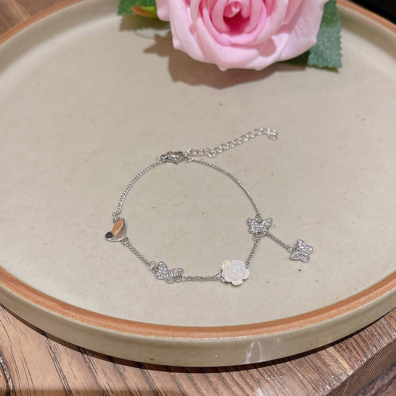 Bracelet Fresh Camellia Zircon Butterfly HXBS0376