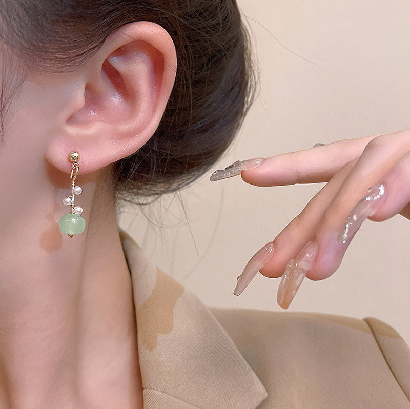 Earring Stud Long Chinese Style Cat's Eye HXEA0933