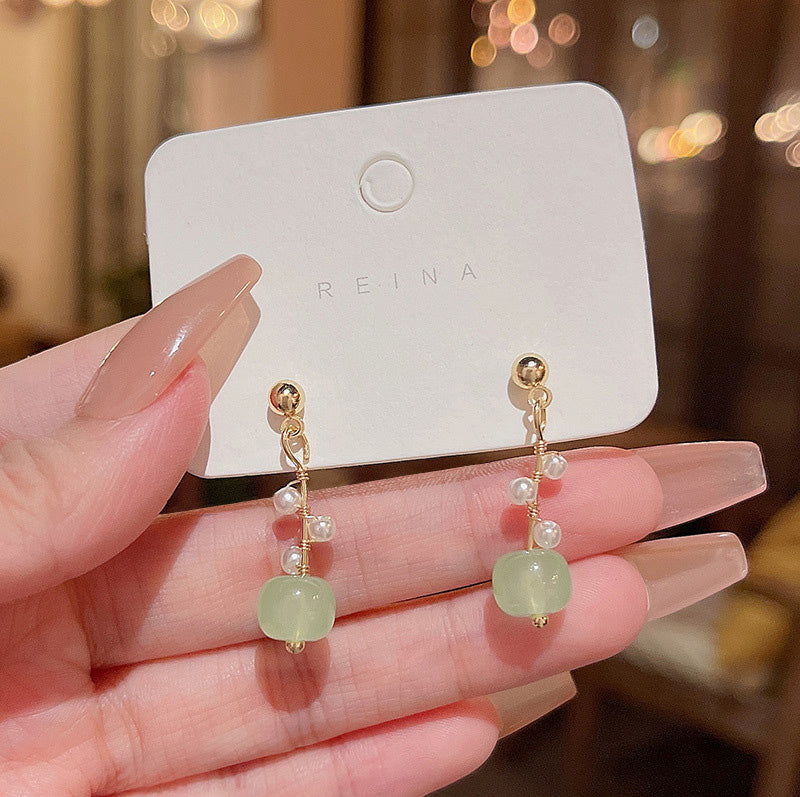 Earring Stud Long Chinese Style Cat's Eye HXEA0933