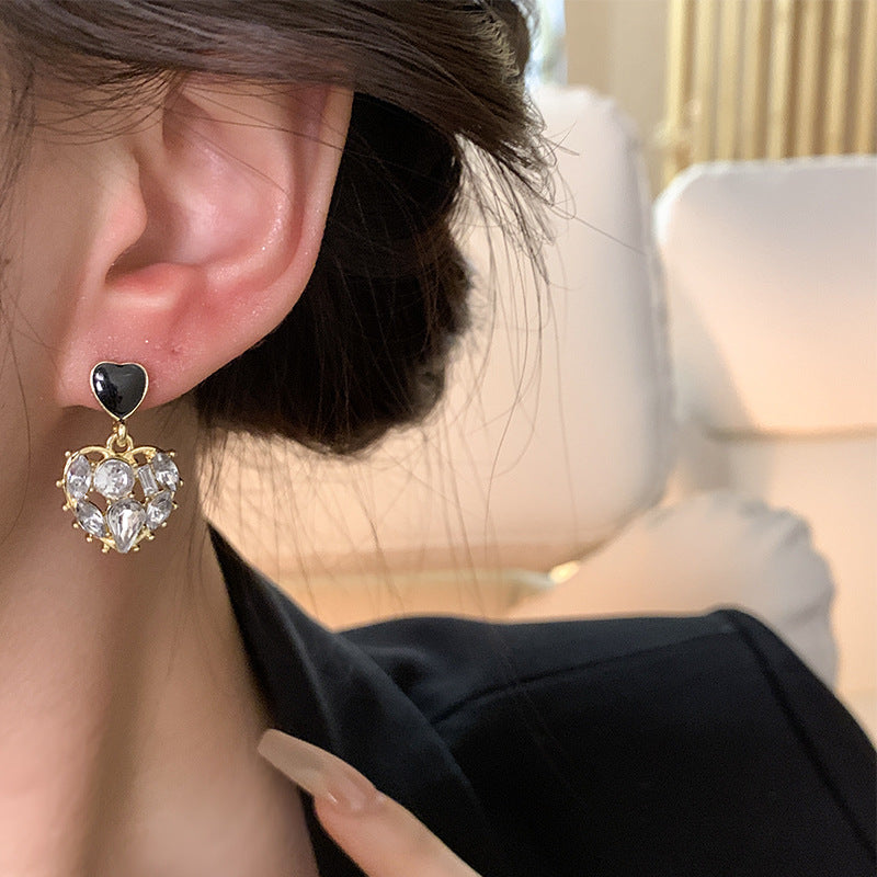 Earring Stud Niche High End Exquisite Love Zircon HXEA1004