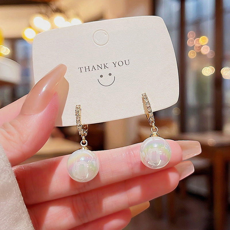 Earring Hoop Huggie Niche Mermaid Color Pearl HXEA1113