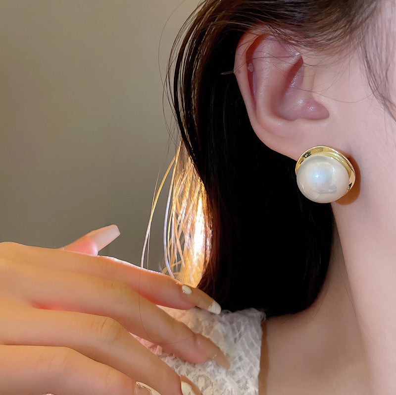 Earring Stud Versatile Exaggerated Pearl HXEA1173